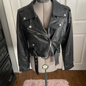 Classic Black Leather Moto Jacket